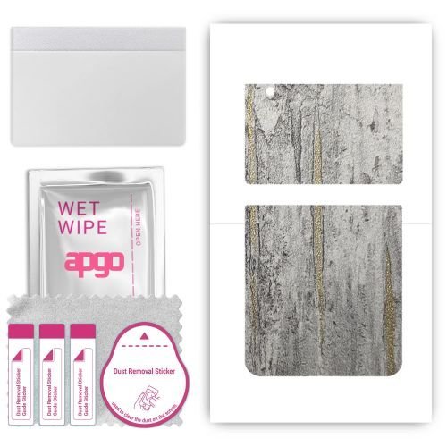 folia naklejka skórka strukturalna na TYŁ do Samsung W23 Flip - Beton Złote Paski - apgo SKINS