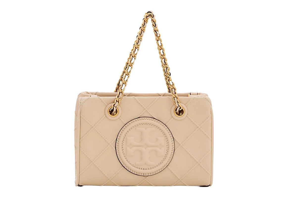 Torebka Tory Burch Fleming Soft Mini Chain Tote skórzana beżowa
