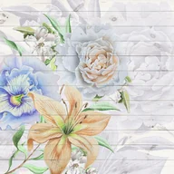 Fototapety - Fototapeta kwiaty białym,niebieskimIpomarańczowym - 360 x 270 cm - SANDERS & SANDERS - miniaturka - grafika 1