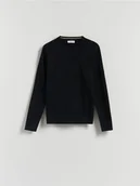 Swetry męskie - Reserved - Strukturalny sweter z bawełną - czarny - miniaturka - grafika 1