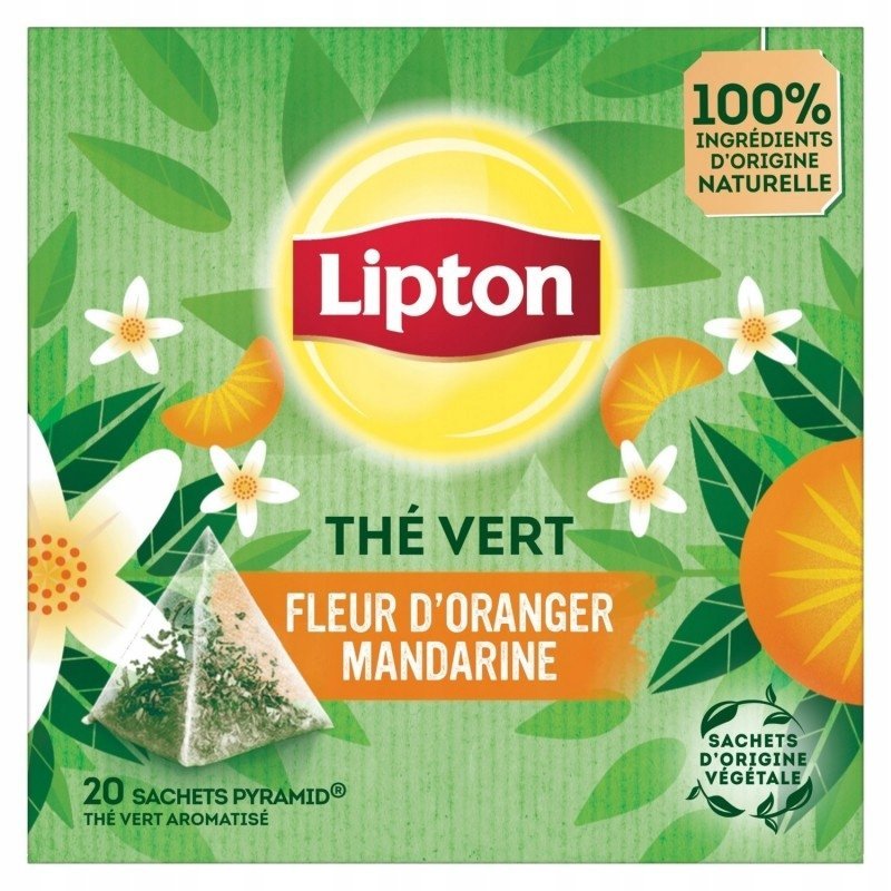 Lipton Green Herbata Piramidka KWIAT POMARAŃCZY & SKÓRKA Z MANDARYNKI 20tor