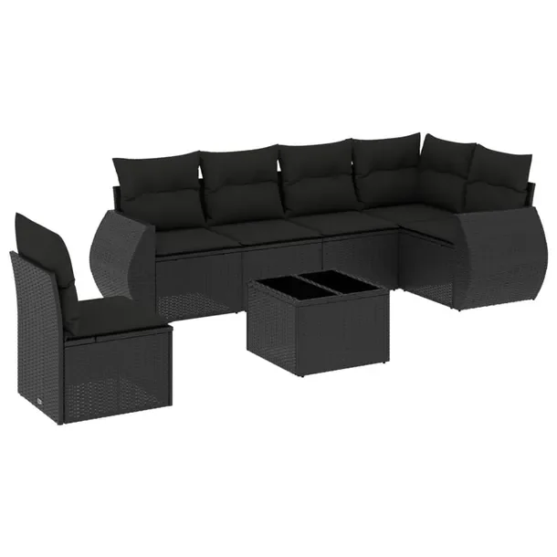 Zestaw mebli ogrodowych modułowych z poduszkami, czarny, rattan PE, 62x62x