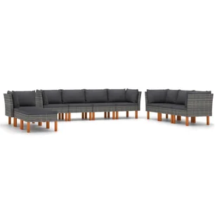 vidaXL 10-cz. zestaw wypoczynkowy do ogrodu, poduszki, szary rattan PE 3059723 - Meble ogrodowe - miniaturka - grafika 1