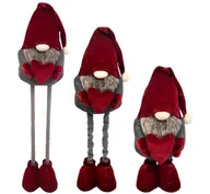 Ozdoby bożonarodzeniowe - Skrzat Krasnal Regulowany Teleskopowy 95 - 50 Cm Czerwony Z Sercem - miniaturka - grafika 1