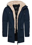 Kurtki męskie - Kurtka męska parka z futerkiem granatowa Recea - miniaturka - grafika 1