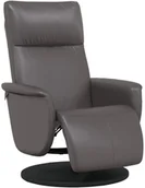 Fotele - Rozkładany fotel z podnóżkiem, szary, sztuczna skóra - miniaturka - grafika 1