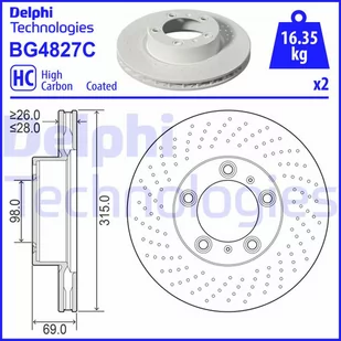 Tarcza hamulcowa DELPHI BG4827C - Tarcze hamulcowe - miniaturka - grafika 1