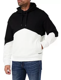 Armani Exchange Męska bluza z kapturem Color Block, przednie kieszenie, czarny/biały, L - Bluzy męskie - miniaturka - grafika 1
