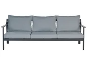 Sofy ogrodowe - BELIANI Sofa ogrodowa 3-osobowa ciemnoszare poduszki wodoodporne czarna aluminiowa metalowa rama - miniaturka - grafika 1