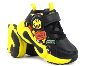 Sportowe buty dziecięce na grubej podeszwie - AMERICAN CLUB BD 17/21 czarno-źółte - Buty dla chłopców - miniaturka - grafika 1