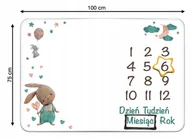 Koce i narzuty dla dzieci - Fotokocyk mata do zdjęć dla dziecka z króliczkiem + ramki, polskie znaki - miniaturka - grafika 1