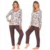 Piżamy damskie - Piżama Damska Wiskoza Elegancka Długi Rękaw Spodnie Plus Size 5XL MORAJ - miniaturka - grafika 1