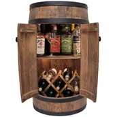Pozostałe akcesoria barmańskie - Barek Beczka Drewniana Z Drzwiami, Półką I Rozkładanym Leżakiem Na Butelki Z Winem Led Wenge - miniaturka - grafika 1