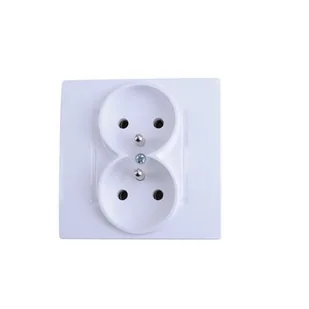 Polmark Gniazdko podwójne Tarnów Rosa z uziemieniem białe i ramka - Klawisze i ramki - miniaturka - grafika 2