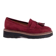 Mokasyny damskie - Zamszowe mokasyny z frędzlami Vinceza bordowe czerwone - miniaturka - grafika 1