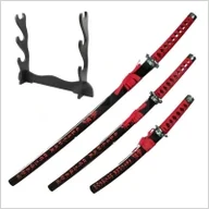 Repliki - broń - ZESTAW KATANA WAKIZASHI TANTO ZE STOJAKIEM 5KM30-3PC - miniaturka - grafika 1