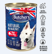 Butchers Natural&Healthy wołowina z ryżem(pasztet) 390g pies)