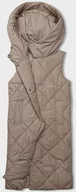 Kamizelki damskie - DŁUGA KAMIZELKA DAMSKA OVERSIZE CIEMNY BEŻ (5M3165-84) - J STYLE - miniaturka - grafika 1