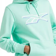 Bluzy damskie - REEBOK BLUZA SPORTOWA DAMSKA R.L KAPTUR KANGURKA ZIELONY MIĘTOWY - miniaturka - grafika 1