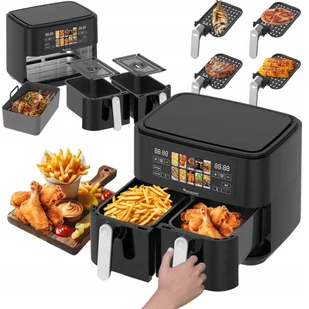 Frytownica beztłuszczowa 9L TurboTronic AIR Fryer 2x4.5L dwie komory metalowe wnętrze 2200w Czarna - Frytownice gastronomiczne - miniaturka - grafika 1
