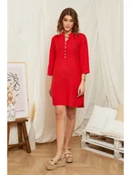 Sukienki - Rodier Lin Lniana sukienka w kolorze czerwonym - miniaturka - grafika 1