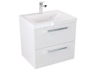 Szafki łazienkowe - Szafka Wisząca Z Umywalką ATH 50 cm - Biały Mat - Uchwyty Chromowane - miniaturka - grafika 1