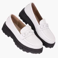 Mokasyny damskie - Mokasyny Damskie Skórzane Filippo Białe Biały 39 - miniaturka - grafika 1