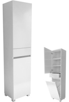 słupek łazienkowy 40 40cm z koszem cargo bieliznę biały mat