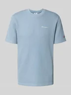 Koszulki męskie - T-shirt z wyhaftowanymi logo i okrągłym dekoltem - miniaturka - grafika 1