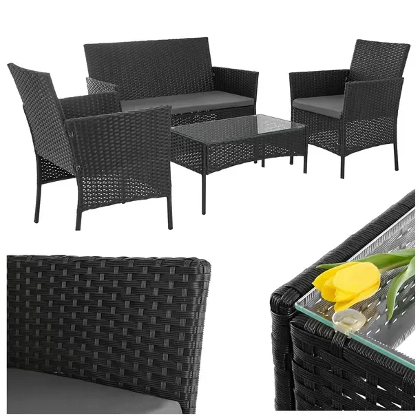 2X Meble Ogrodowe Zestaw Mebli Ogrodowych na Taras Technorattan Stolik Sofa