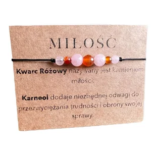 Bransoletka na sznurku Karneol Kwarc Różowy - Bransoletki - miniaturka - grafika 1