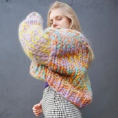 Swetry damskie - Kolorowy kardigan 100% WEŁNA - miniaturka - grafika 1