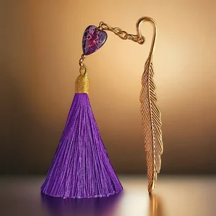 Zakładka PREMIUM : serce : jaspis cesarski : fiolet - Zakładki do książek - miniaturka - grafika 1