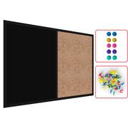 Tablice i flipcharty - Tablica COMBI korkowa / czarna magnetyczna 90x60 rama drewniana lakierowana czarna - miniaturka - grafika 1