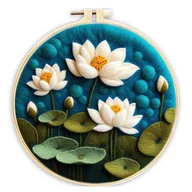Pasmanteria - Lotosy - haftowanie (filcowanie) wełną czesankową - miniaturka - grafika 1