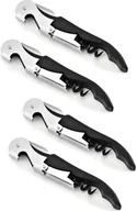 Korkociągi i otwieracze - zestaw 4 korkociągów do wina 12 cm ze stali nierdzewnej nóż kelnerski otwieracz do wina z otwieraczem do butelek i nożykiem do folii nóż sommelierski wielofunkcyjne sztućce kelnerskie korkociąg do wina korkociąg ręczny - miniaturka - grafika 1
