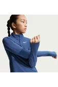 Koszulki dla chłopców - Dziewczęca koszulka zdługim rękawem izamkiem 1/4 Dri-FIT Nike - Niebieski - miniaturka - grafika 1