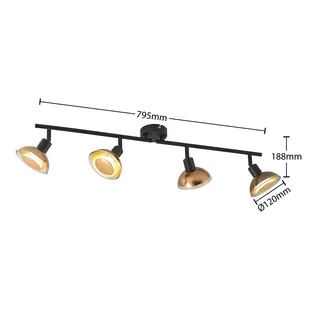 Lindby Erin spot sufitowy LED czarny/złoty 4-pkt. - Lampy sufitowe - miniaturka - grafika 2