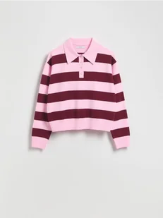 Reserved - Sweter polo z wiskozą - bordowy - Swetry damskie - miniaturka - grafika 1