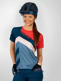 Koszulki sportowe damskie - ENDURA Koszulka kolarska "SingleTrack" w kolorze niebiesko-pomarańczowym - grafika 1