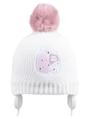 Czapki damskie - Czapka zimowa dziewczęca śpiące sówki biała wiązana 42-44 YOCLUB - miniaturka - grafika 1