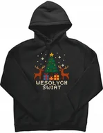 Bluzy dla dziewczynek - Bluza dziecięca na Świąteczny tani prezent pod Choinkę czarna R-5-6 A1003 - miniaturka - grafika 1