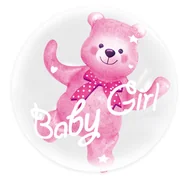 Baby shower i roczek - Balon w balonie, Baby Girl Miś różowy, 59 x 69cm - miniaturka - grafika 1