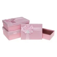 Opakowania i torebki na prezenty - Pudełko prezentowe z kokardą 3szt różowy ROZETTE - miniaturka - grafika 1