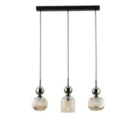 Lampy sufitowe - Lampa wisząca na lince SOPHIA 3xE14/10W/230V czarna/zielona/dymna beżowa - miniaturka - grafika 1