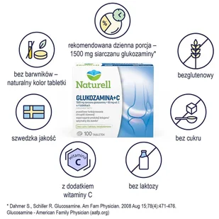 Naturell USP Zdrowie Glukozamina + C 100 tabl 3452821 - Ochrona stawów - miniaturka - grafika 2
