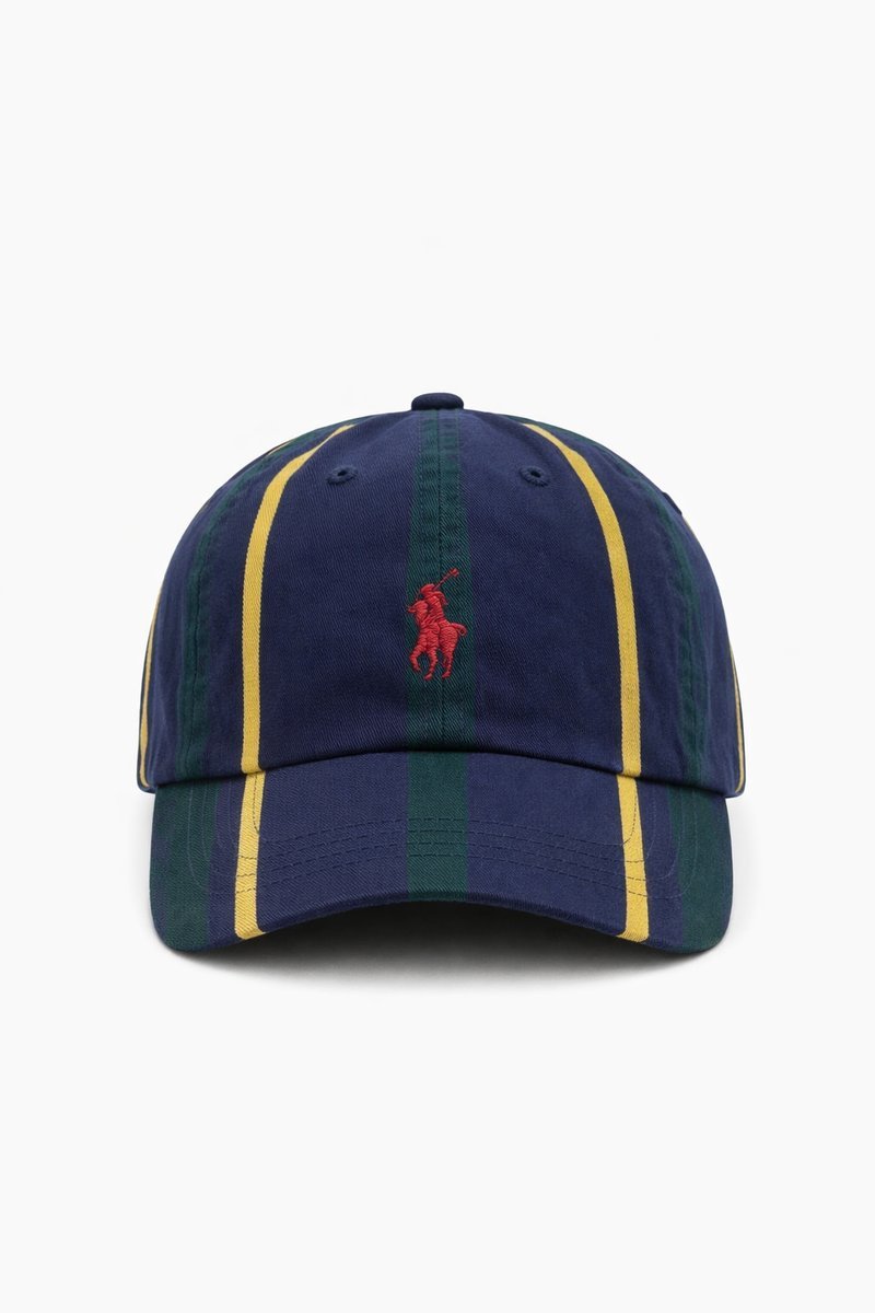 POLO RALPH LAUREN CZAPKA Z DASZKIEM W PASKI Z LOGO BAWEŁNA 1I3A