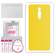 Szkła hartowane na telefon - Folia naklejka skórka strukturalna na TYŁ do Xiaomi Mi 9T Pro -  Carbon Żółty - apgo SKINS - miniaturka - grafika 1