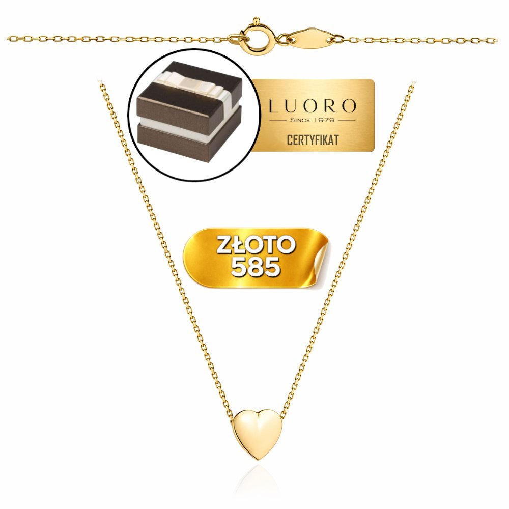 NASZYJNIK ZŁOTY 585 14K CELEBRYTKA SERDUSZKO GŁADKIE 43 CM ELEGANCKI