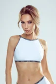Koszulki i topy damskie - Top damski sportowy z ozdobną gumką Sarsa Eldar biały  S - miniaturka - grafika 1